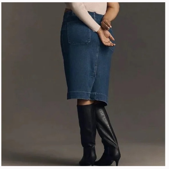 Anthropologie x Maeve Denim Pencil Skirt Dark Wash Pockets Cotton Stretch Sz XS - Picture 10 of 10